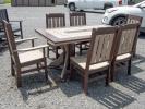 Rectangle Dining Table and Classic Chairs in Weather Wood and Milwaukee Brown Poly Lumber